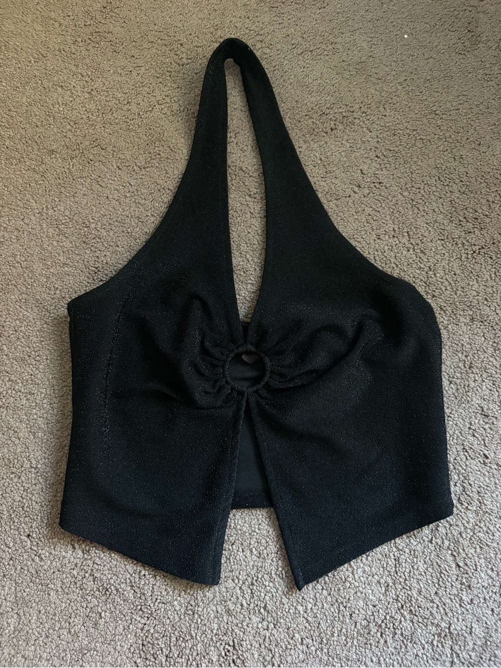 H&M Black Halter Ring-Front Crop Top